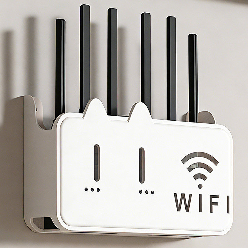 路由器收纳盒壁挂式免打孔上墙wifi无线网放置架机顶盒置物架