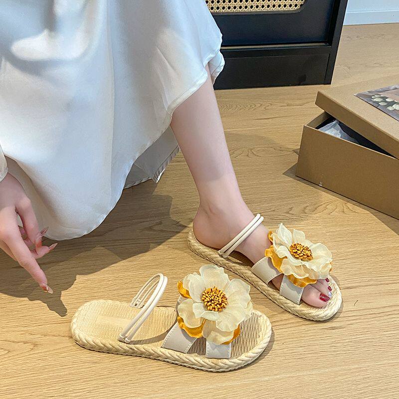 2026新款太阳花一字拖鞋女夏外穿防滑家用室内凉拖鞋沙滩鞋仙女风