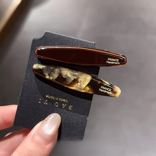 韩国鎏金醋酸发夹女氛围感高端刘海碎发边夹侧边发卡一字夹鸭嘴夹