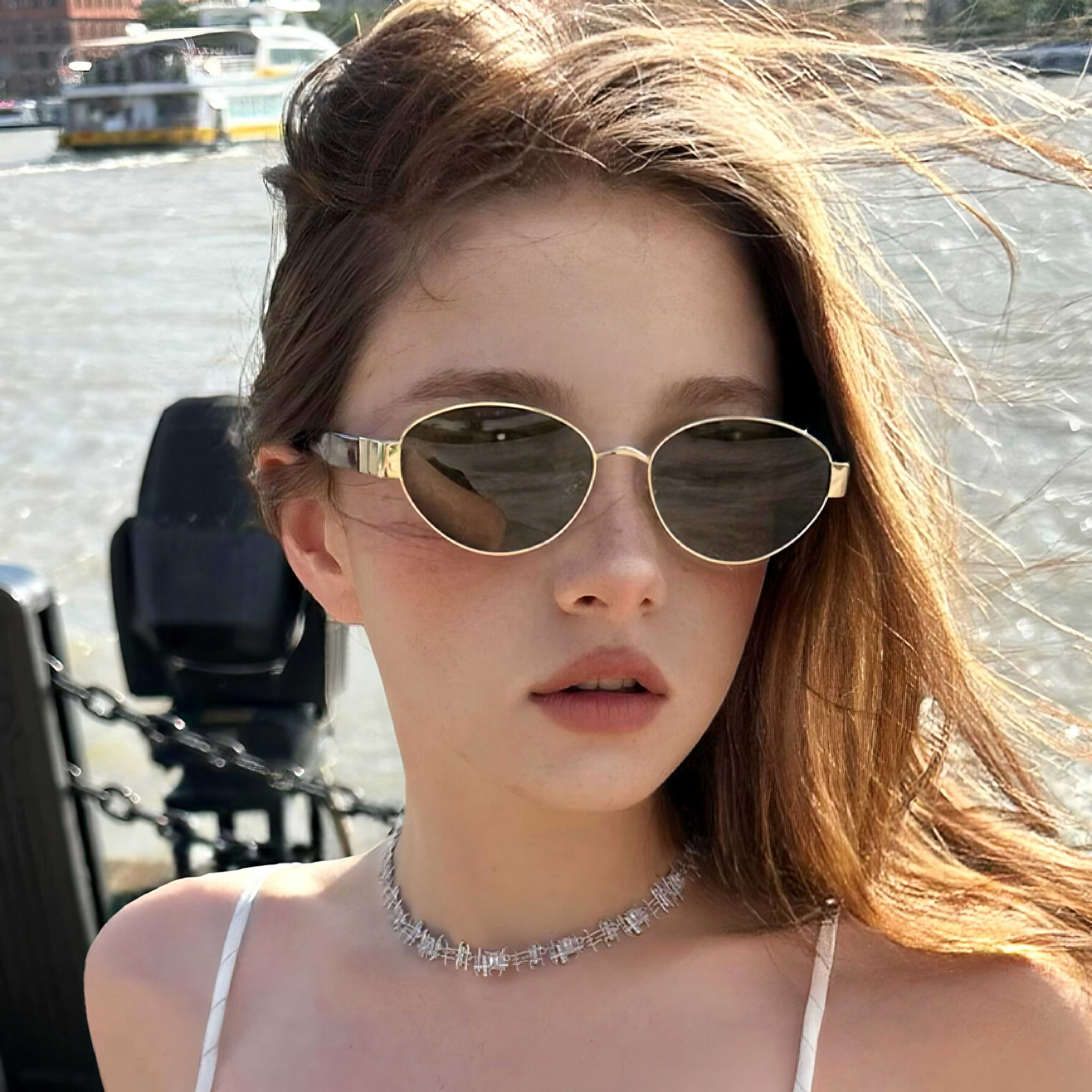 复古老钱风金属椭圆形墨镜女款2026新款防晒防紫外线港风太阳眼镜