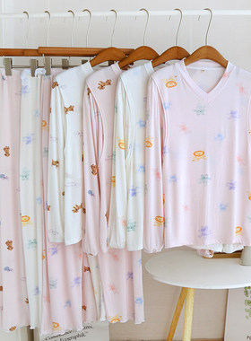 莫代尔春夏薄款月子服哺乳衣睡衣