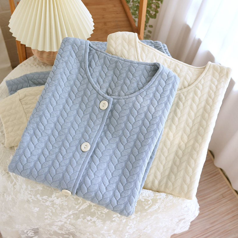 女士空气棉秋冬季家居服保暖睡衣