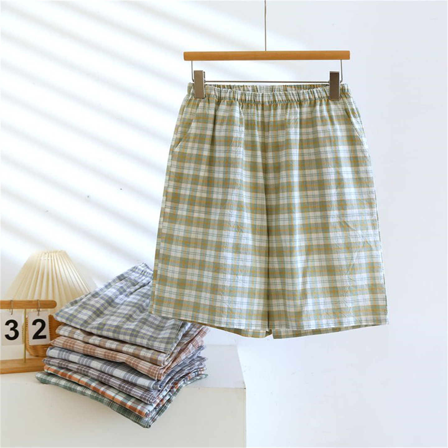 春夏日系格子男睡裤家居短裤全棉五分裤水洗棉薄款宽松大码可外穿,女士内衣/男士内衣/家居服,睡裤/家居裤,淘宝优惠券,粉丝福利购,淘宝优惠卷