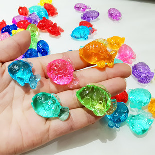 小鱼玩具儿童过家家水晶塑料宝石鱼缸海底布景道具小孩早教分享