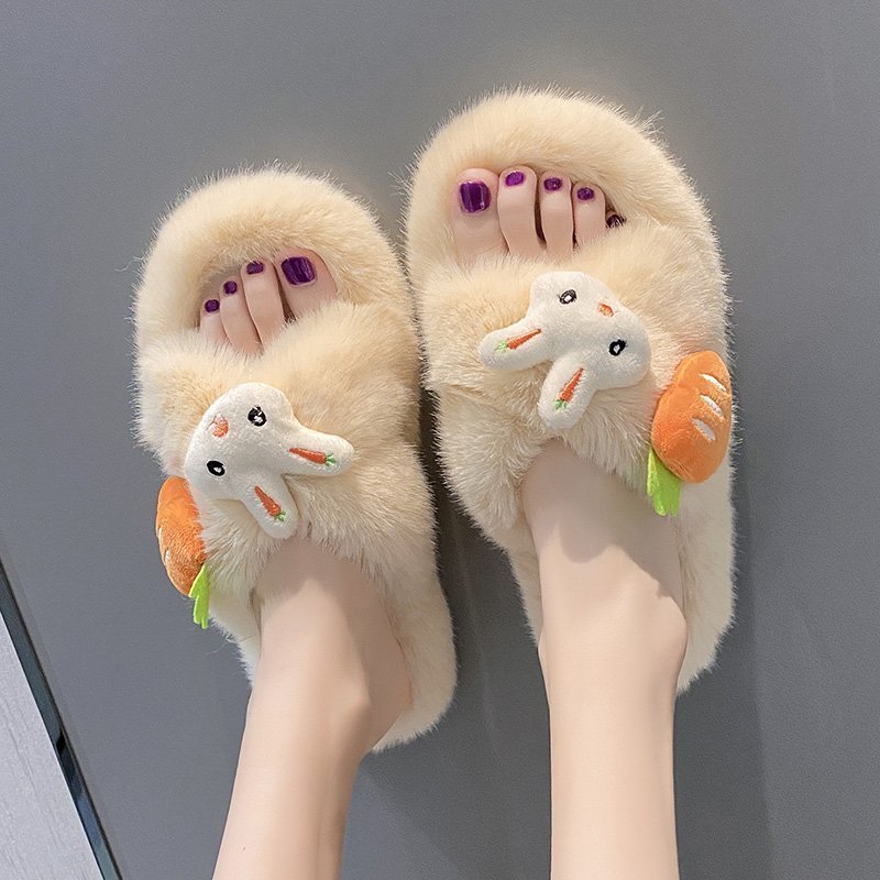 ins毛毛拖鞋女外夏季网红交叉
