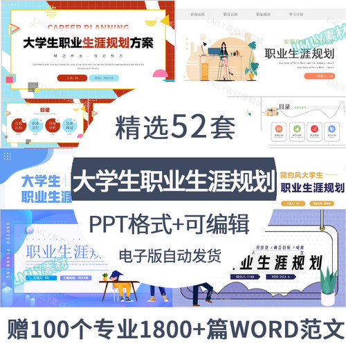 职业生涯规划PPT大学生答辩模板就业求职规划书工作计划范文素材