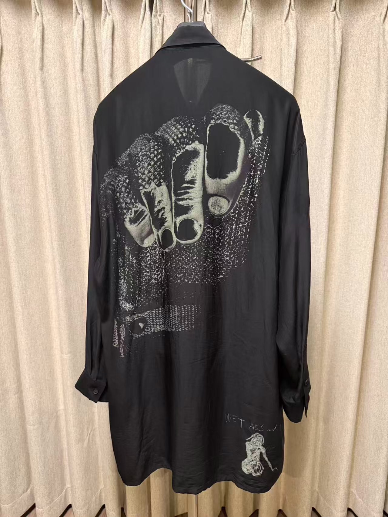 Yohji Yamamoto Silk Shirt with Glove Print — front