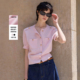 女装 气质小香风粉色短款 小上衣轻薄短袖 LILY2025夏新款 针织开衫