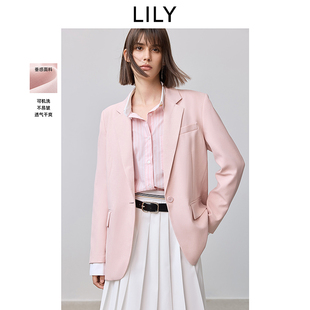 果茶西LILY2025春宽肩直身休闲通勤易打理西装 外套女精致高级感