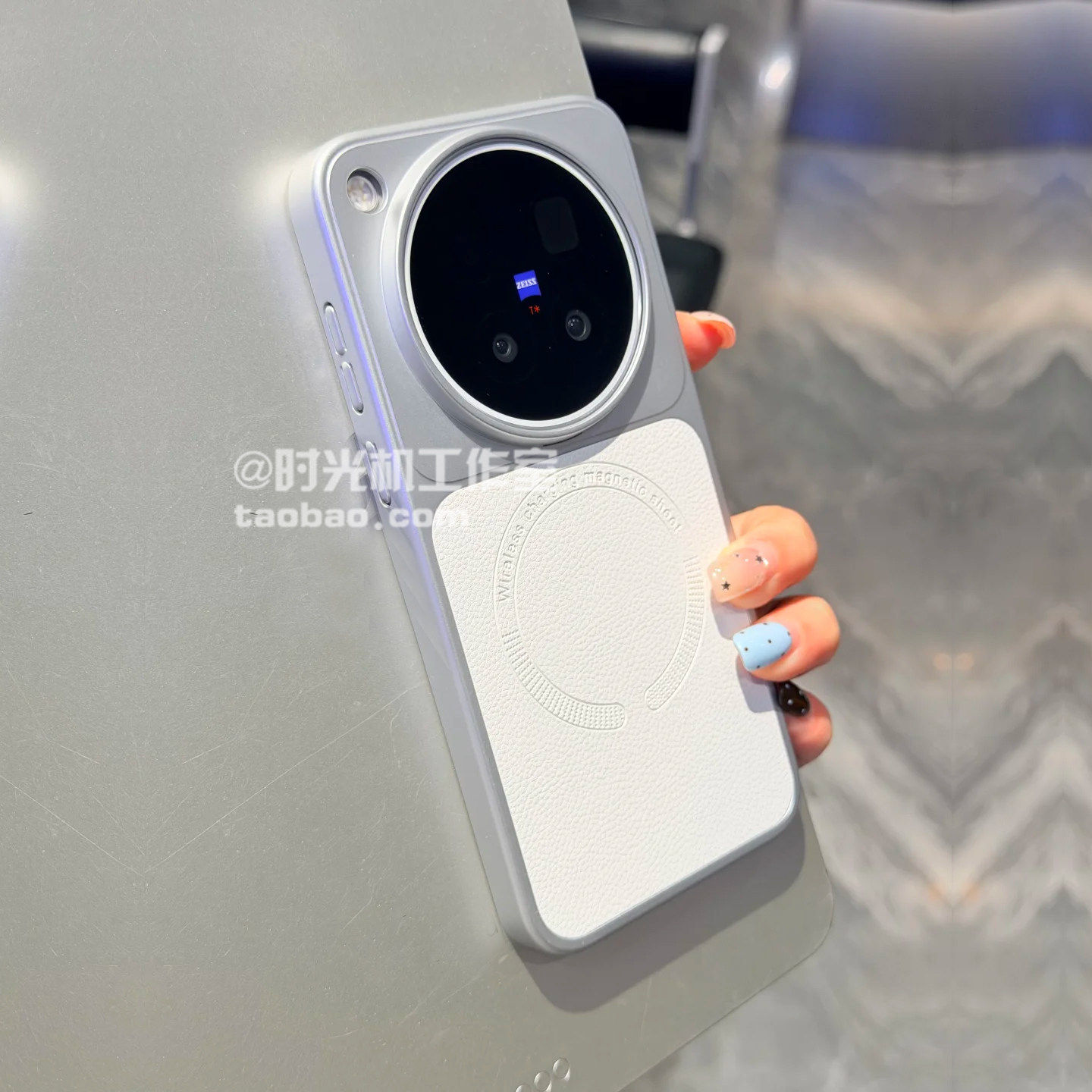 INS月光白素皮荔枝纹磁吸壳适用vivoX500手机壳X500Promax皮质X300S磨砂抗指纹X200Ultra电镀边x200s简约男女