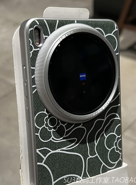 墨绿色山茶花印花X100适用vivoX200pro手机壳mini亚毛麻布纹oppoFindX8磁吸充电x8s+小众Ultra高级IQOO13气质