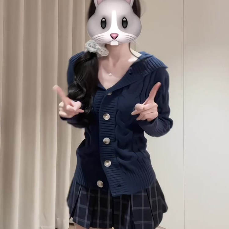 韩系学院风麻花针织开衫