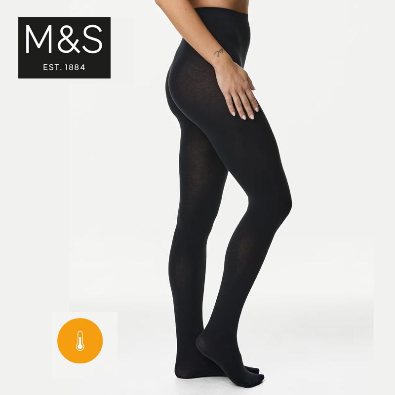 英国MS马莎玛莎女士冬100D科技远红外保暖加厚连裤袜打底袜哑光黑
