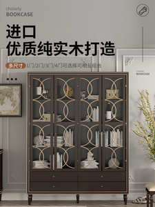 轻奢玻璃门书柜收纳办公室文件柜书房家具书橱2门3门四门储物柜