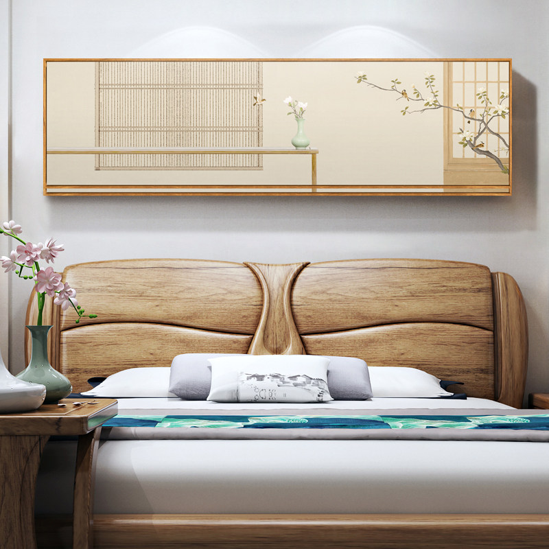 一枝风月 现代中式卧室挂画民宿床头背景墙装饰画中国风古风壁画