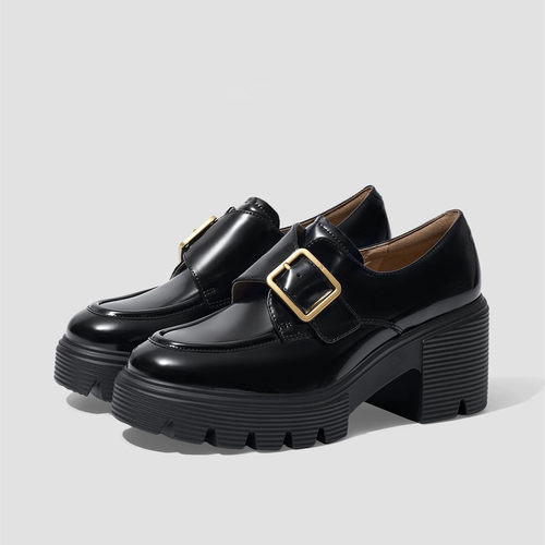 赵今麦同款头层牛皮乐福鞋