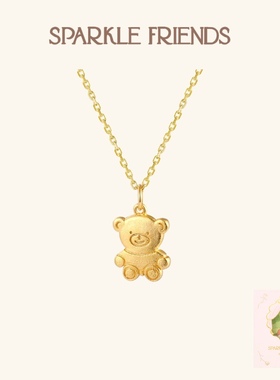 SparkleFriends小众设计师纯银镀金bear小熊项链送女友生日礼物