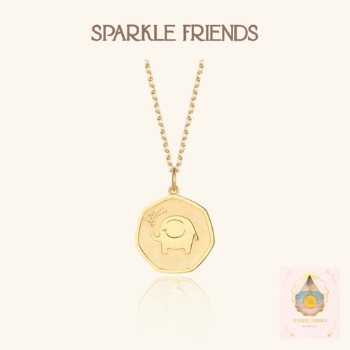 设计师原创小飞象圆牌项链女礼物