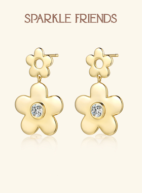 SparkleFriends原创花朵耳环时髦少女氛围感耳坠耳夹不掉色耳饰