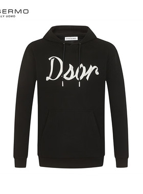 丹西摩（DOSERMO）轻奢卫衣男士秋冬带帽厚卫衣字母绣花设计