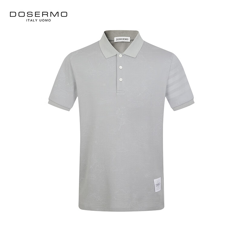 丹西摩(DOSERMO)轻奢男装质感polo衫男提花翻领短袖t恤含桑蚕丝