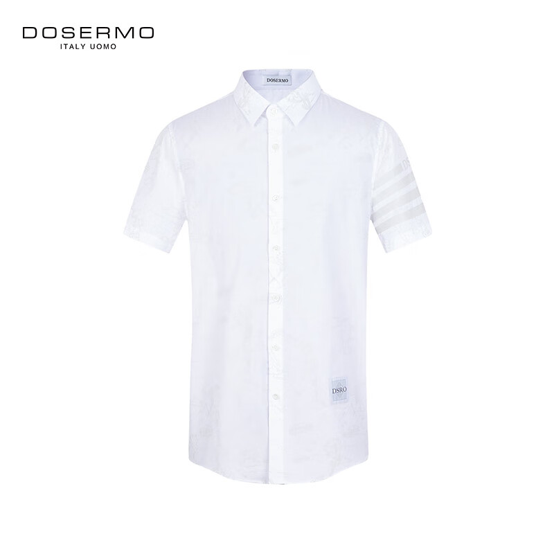 丹西摩（DOSERMO）轻奢男装印花短袖衬衫棉质男士通勤衬衣短袖