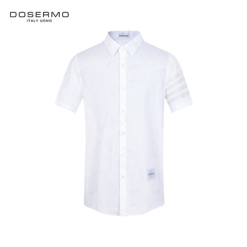 丹西摩（DOSERMO）轻奢男装印花短袖衬衫棉质男士通勤衬衣短袖