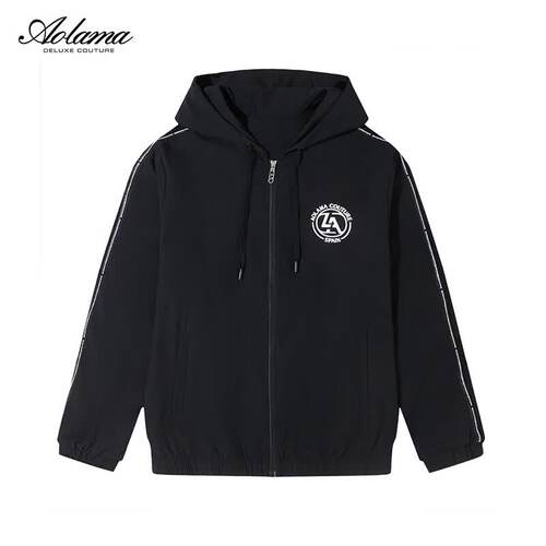 奥拉玛（Aolama）欧奢品质男士连帽外套春秋新款时尚百搭薄款夹克