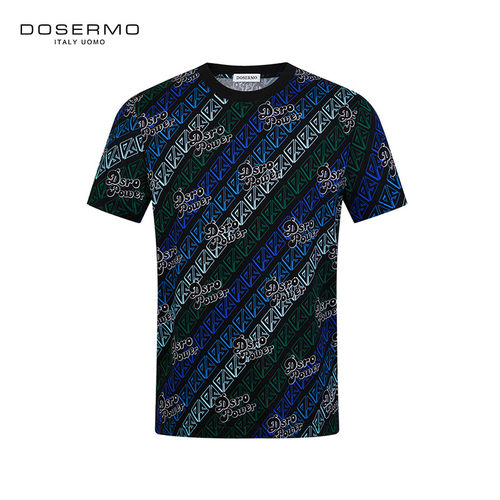 丹西摩（DOSERMO）轻奢男装纯棉短袖t恤圆领趣味印花T恤
