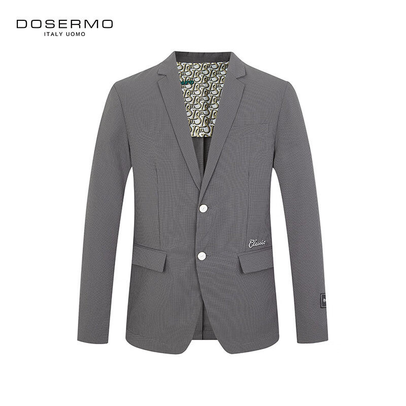 丹西摩(DOSERMO)轻奢男装休闲便西细格纹西装上衣外套