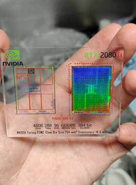 NVIDIA RTX2080Ti GPU显卡核心晶圆摆件