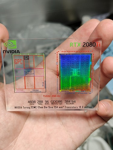 NVIDIA RTX2080Ti GPU显卡核心晶圆摆件