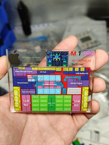 苹果M1 Pro CPU核心晶圆芯片摆件钥匙扣 亚克力