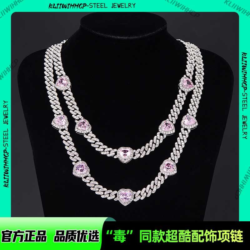 欧美热销爱心锆石古巴链