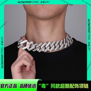欧美朋克高端嘻哈30mm超大古巴链粗链条潮人复古满钻百搭男士项链