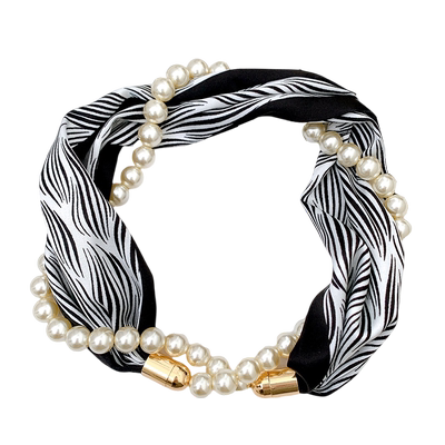 珍珠磁吸扣锁骨链长条丝巾女