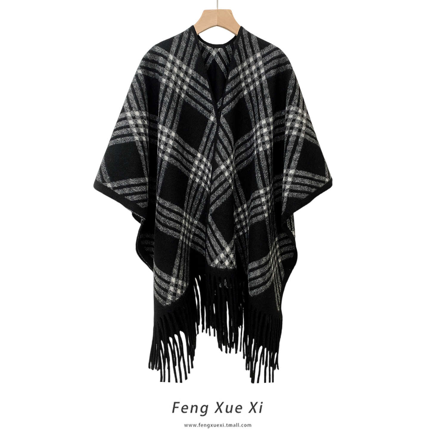 黑米纯色外搭仿羊绒大披肩女士韩版百搭斗篷装饰围巾秋冬保暖披风