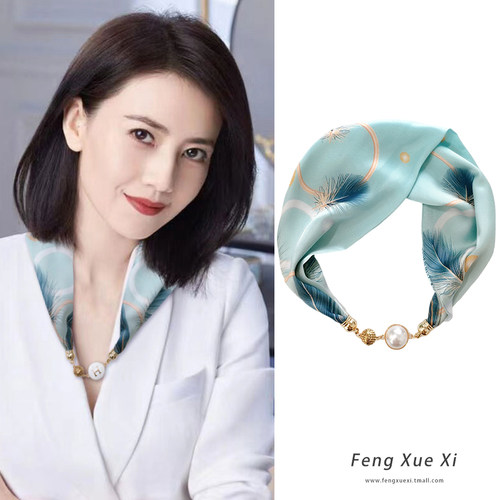 复古磁吸扣长条项链丝巾女春夏秋