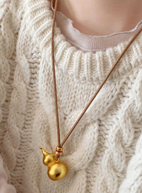雨琦铜沙金葫芦项链长款女项链