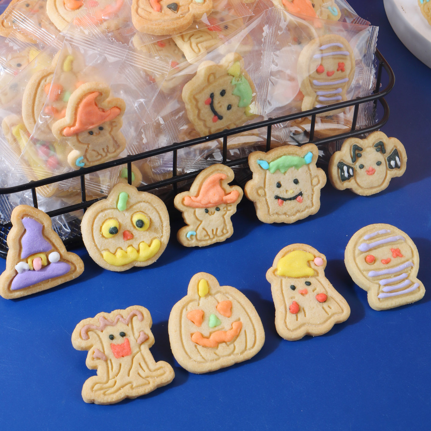 趣味饼干搞怪万圣节可爱南瓜图案曲奇裱花糖霜饼干糖果万圣主题