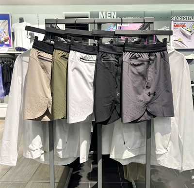 Under Armour 安德玛拼色透气休闲梭织运动短裤卡其色1376782-203