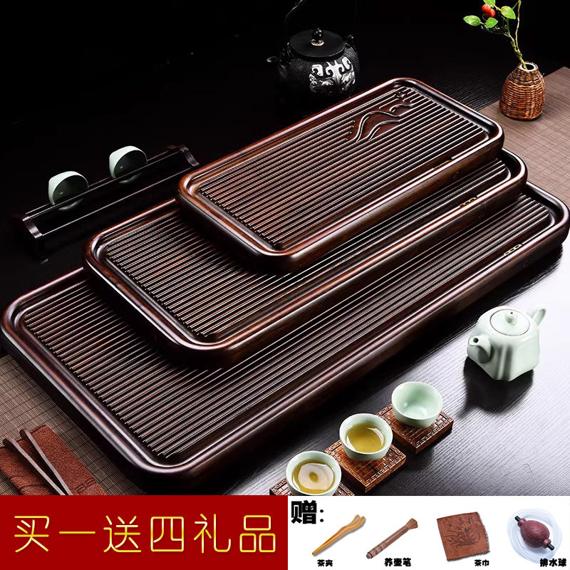 九竹新款竹茶盘中式复古雅家用客厅茶具排水会客茶台抽屉式储蓄水