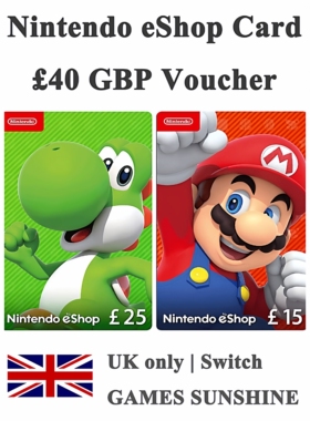 Nintendo eShop Store GBP40 Voucher Code UK 英国Switch2充值卡