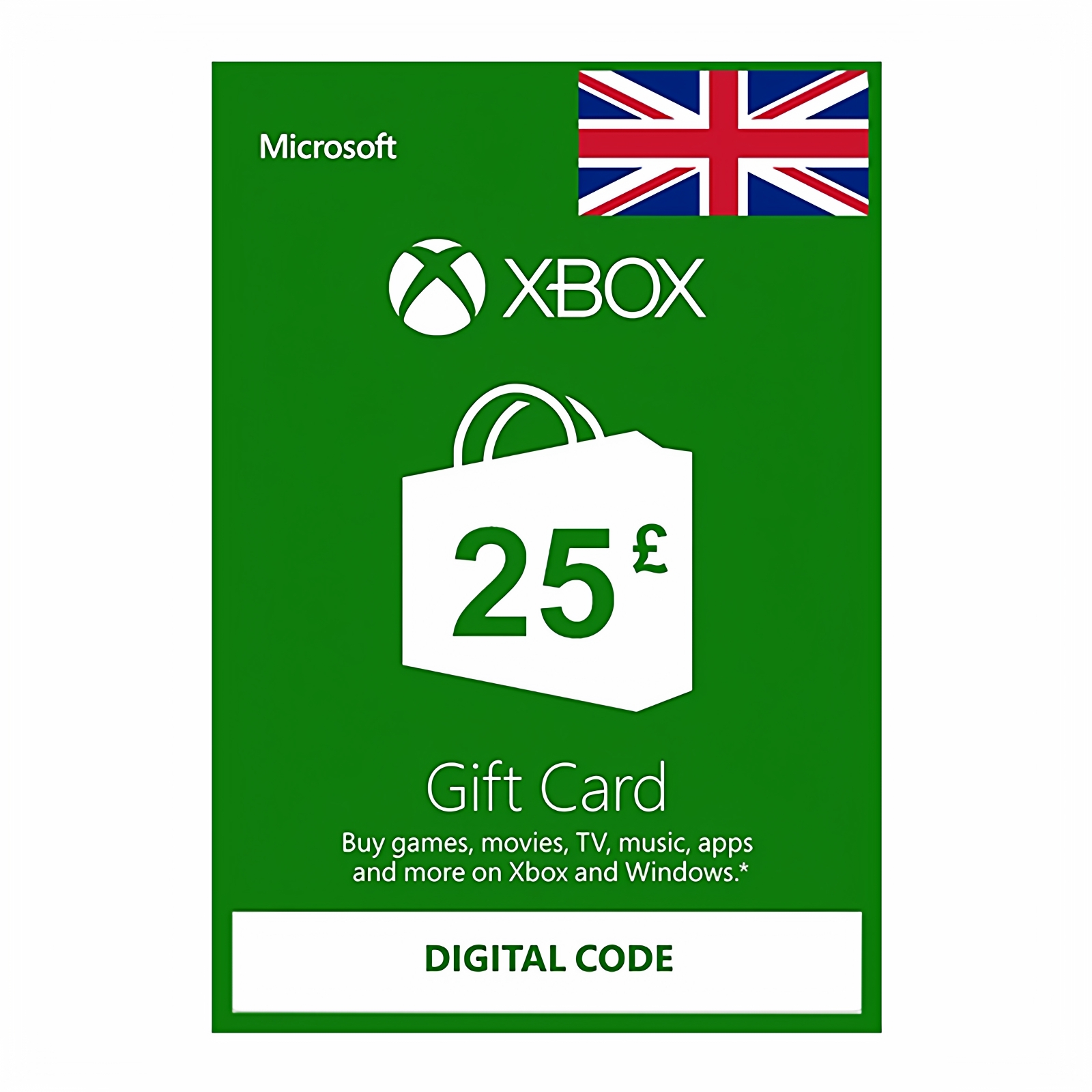 XBOX LIVE GBP25 GIFT CARD Credit UK 英国Xbox礼品卡25英镑充值