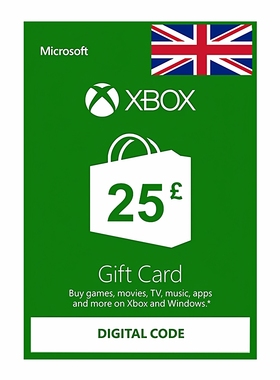 XBOX LIVE GBP25 GIFT CARD Credit UK 英国Xbox礼品卡25英镑充值