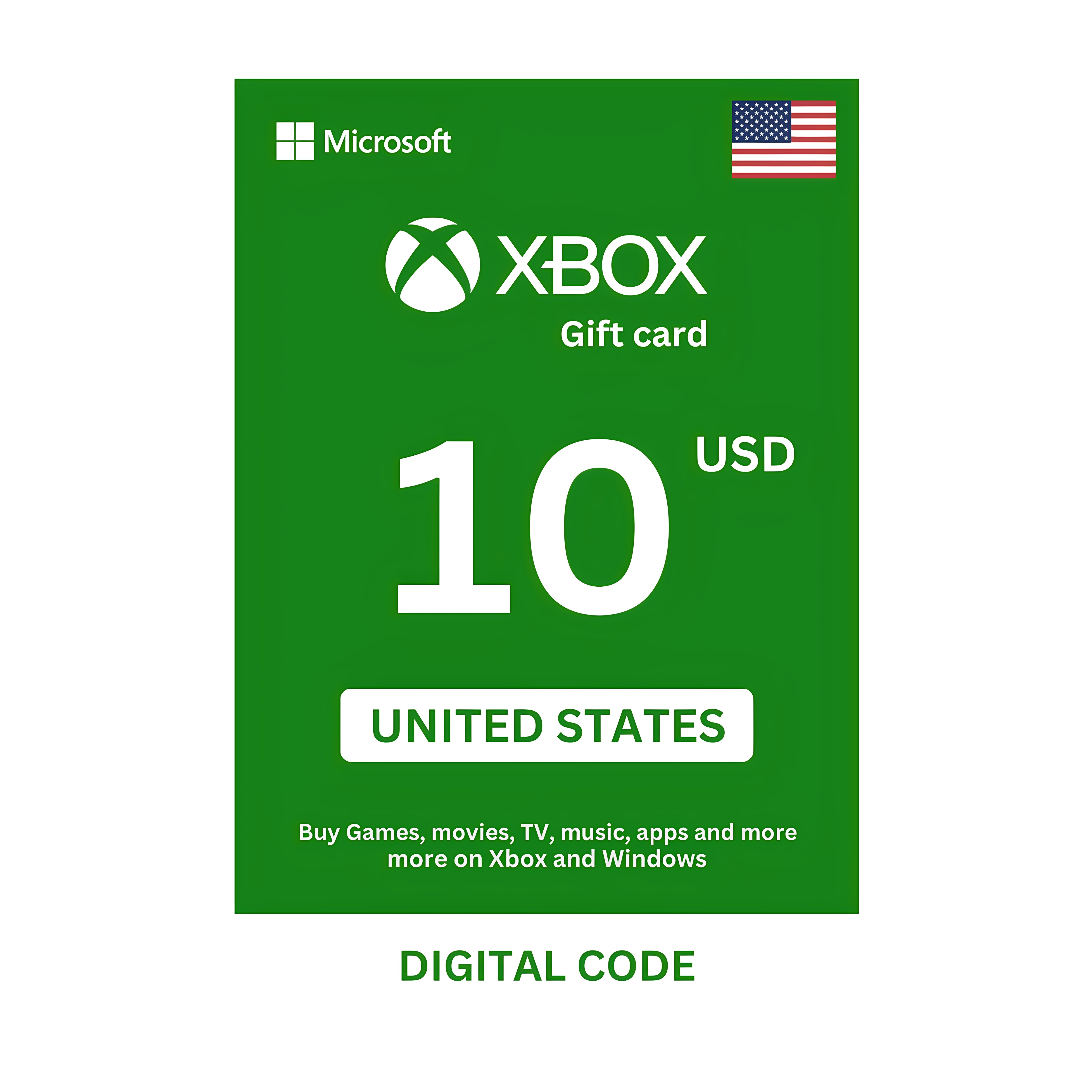USD10 Windows Xbox Live Digital Code美服微软xbox充值卡10美元