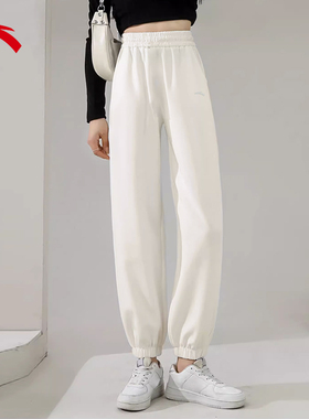 安踏运动裤女裤2026春季新款时尚宽松针织束脚收口百搭白色卫裤女