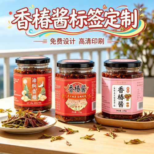 香椿酱不干胶腰封标签定制