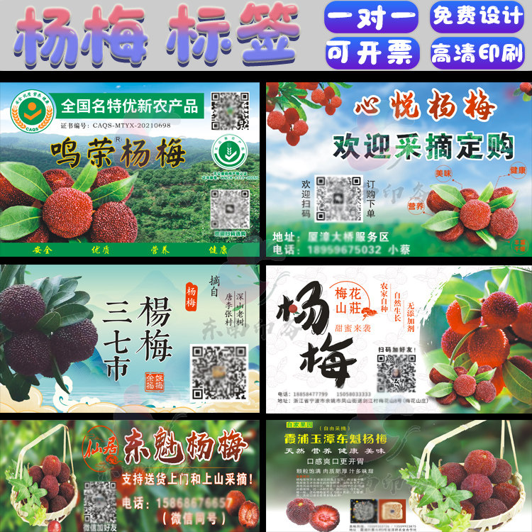 定制仙居东魁新鲜杨梅水果标签礼盒包装不干胶贴纸通用印刷
