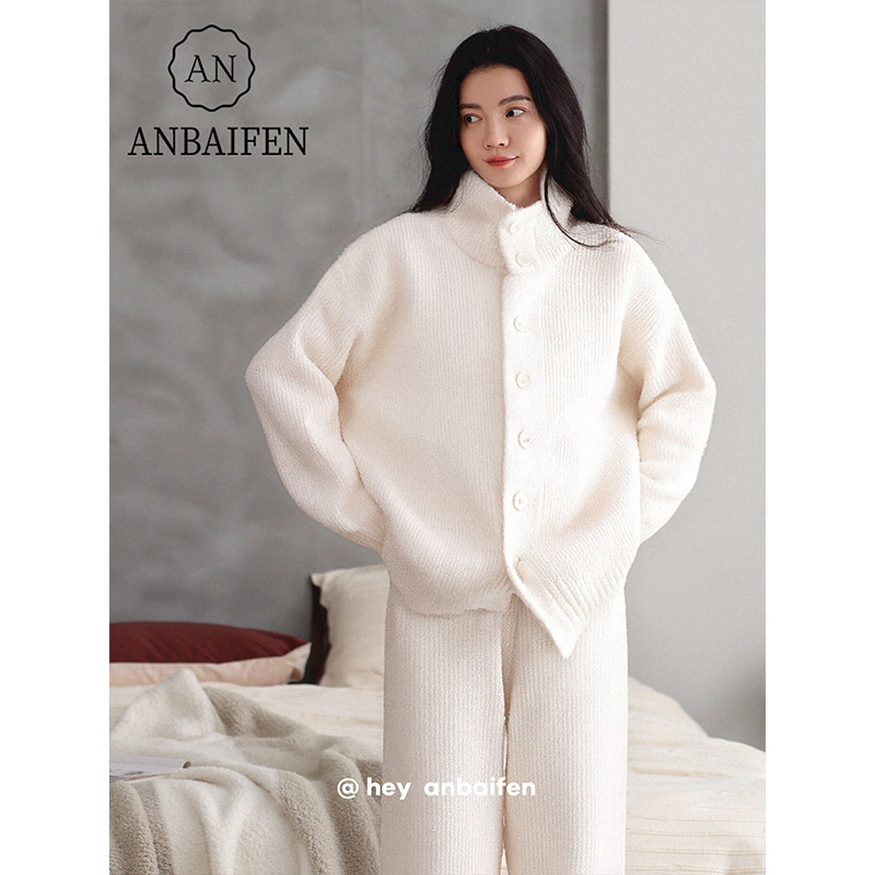 保真半边绒睡衣女秋冬季时尚立领加厚保暖长袖套装可外穿家居服女,女士内衣/男士内衣/家居服,睡衣/家居服套装,淘宝优惠券,粉丝福利购,淘宝优惠卷